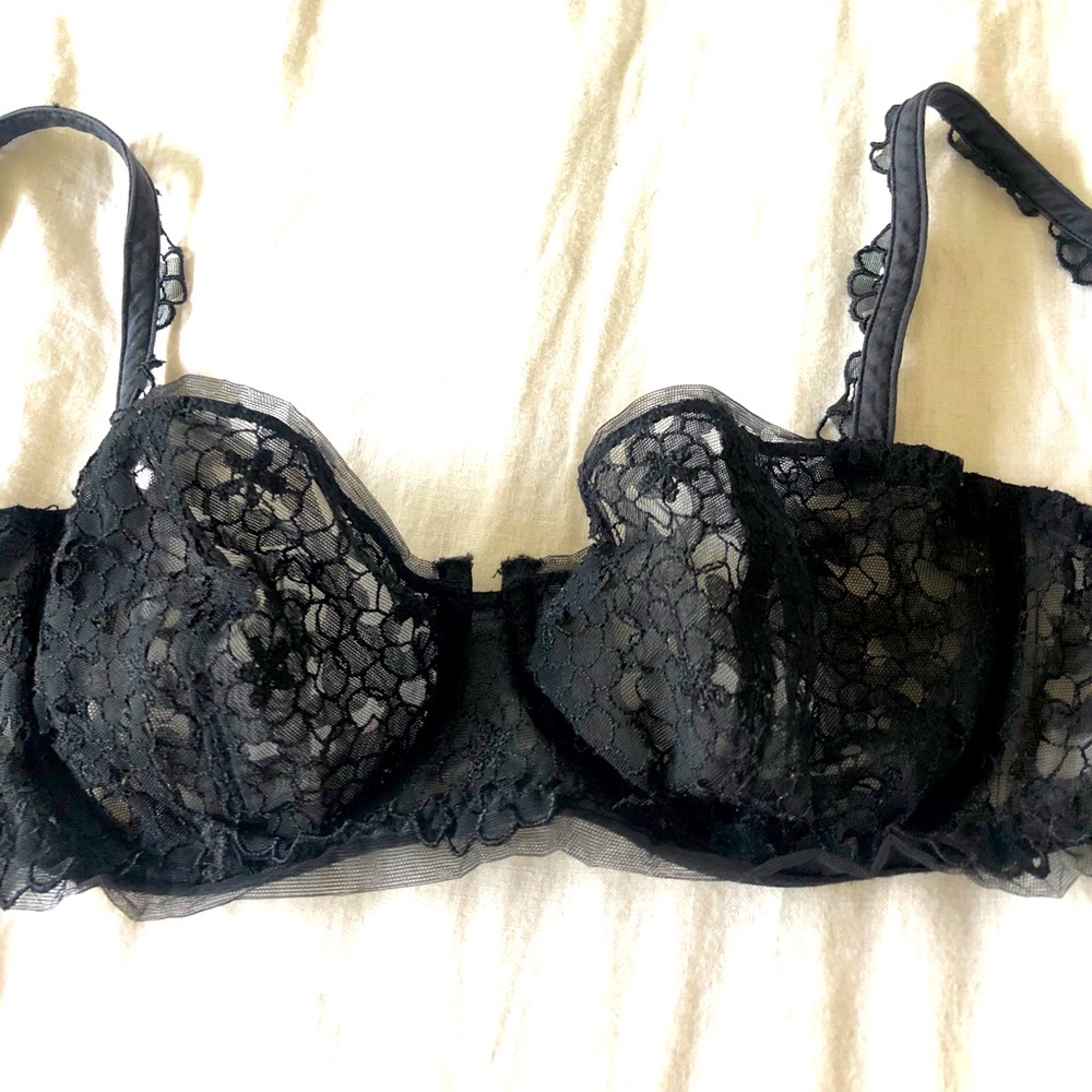La Perla 36C Black Lace Mesh Bra